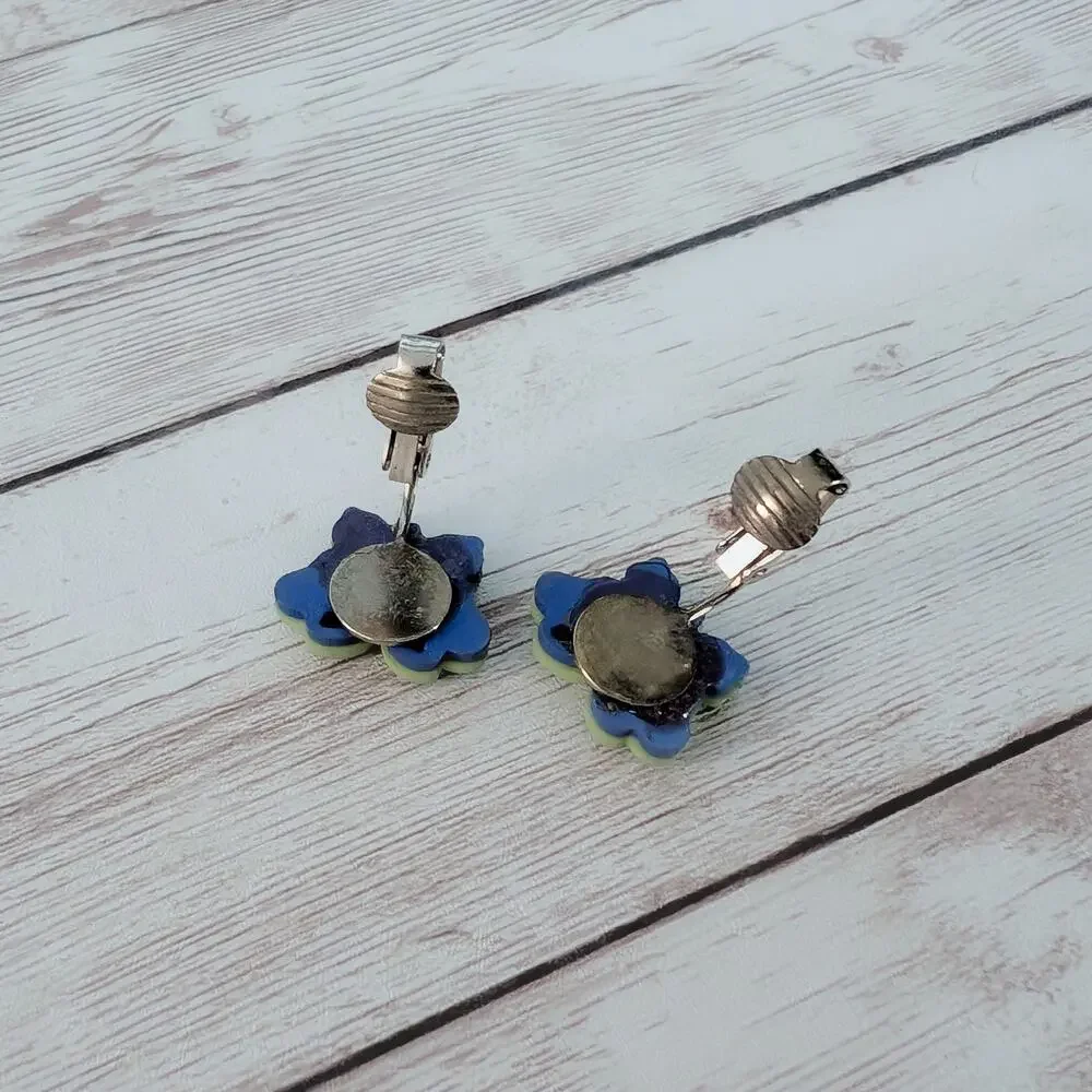 Green & Blue Butterfly Clip On Earrings
